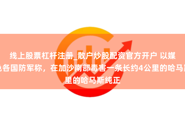 线上股票杠杆注册_散户炒股配资官方开户 以媒：以色各国防军称，在加沙南部毒害一条长约4公里的哈马斯纯正