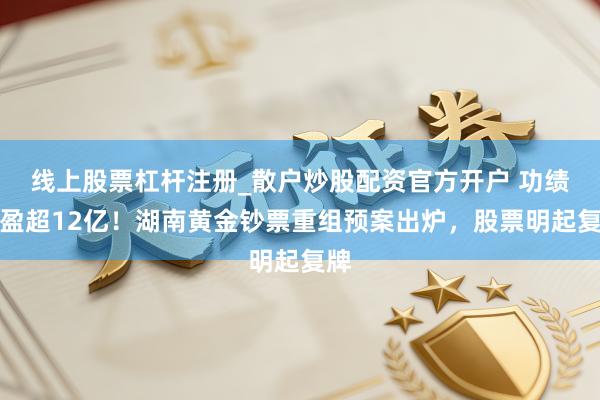 线上股票杠杆注册_散户炒股配资官方开户 功绩预盈超12亿！湖南黄金钞票重组预案出炉，股票明起复牌